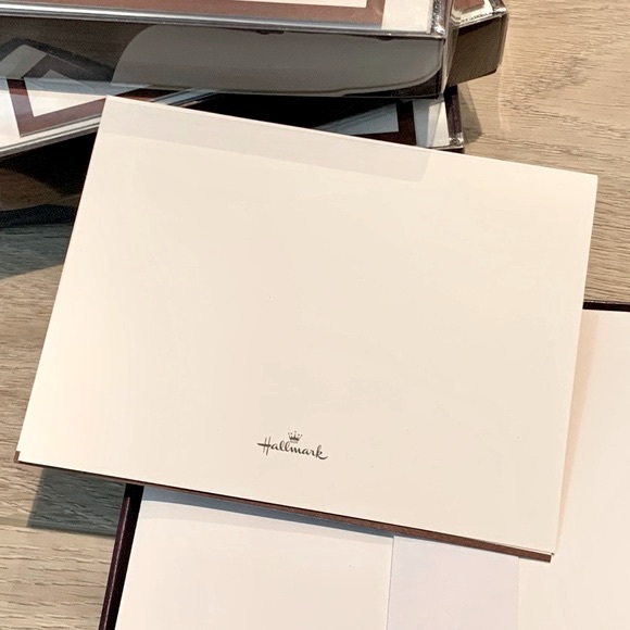 Lot of 4 Hallmark Blank Cards Stationary Embossed Geometric Brown/Cream - Picture 8 of 10